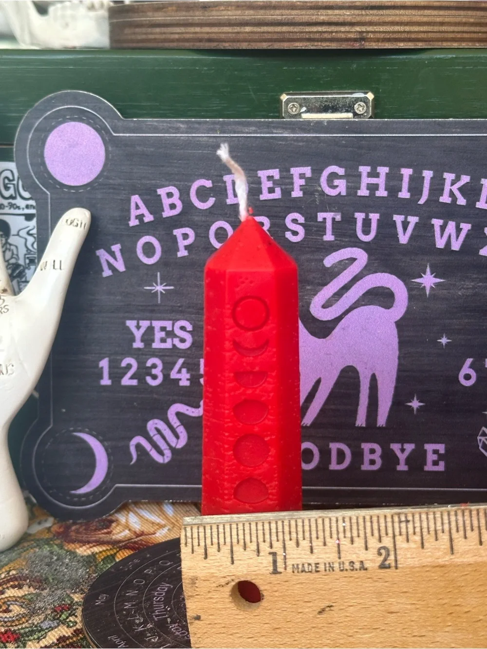 Mini Moon Phase Spell Candle | Red Lunar Pillar Candle |